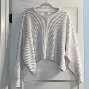 Free People White Cropped Sweater - 100% cotton